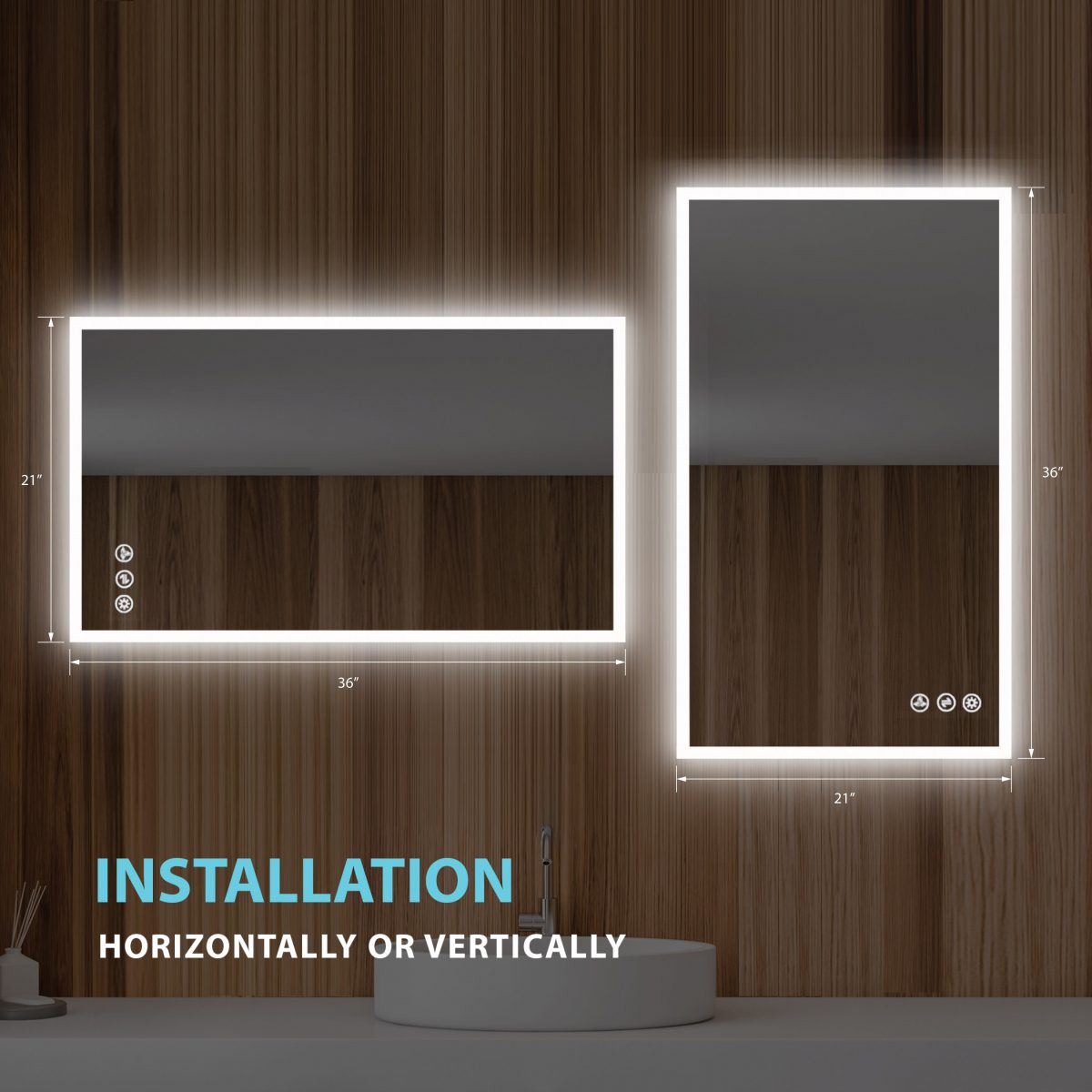 Beta 21″x36″ LED Mirror with Frosted Sides