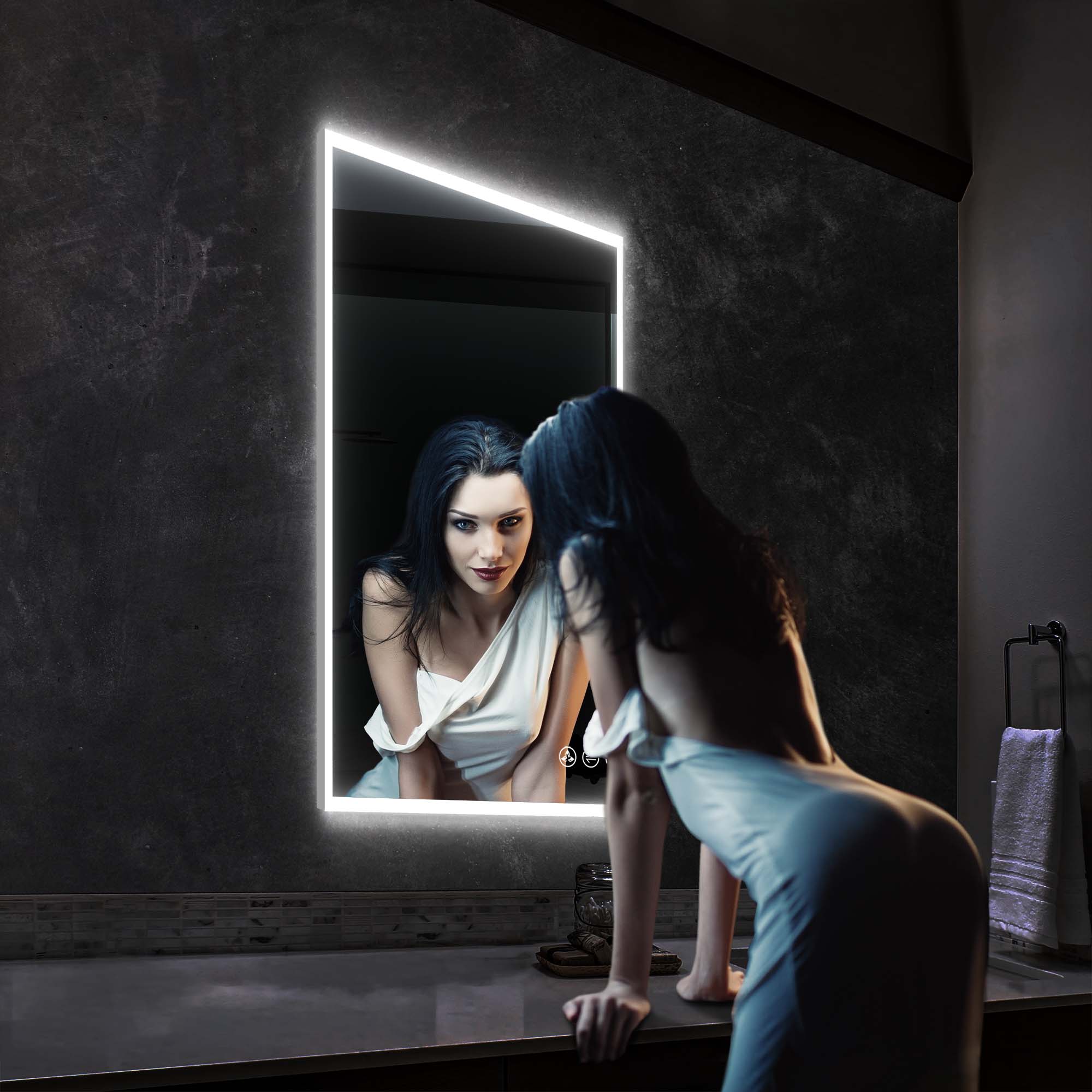 Beta 24″x36″ LED Mirror with Frosted Sides