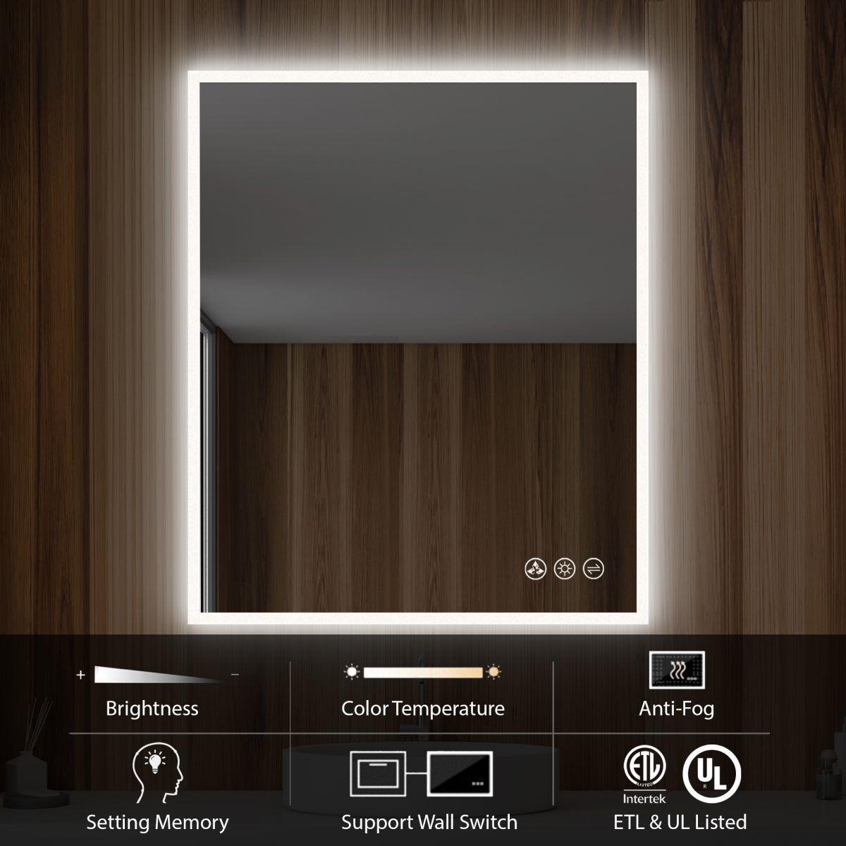 Beta 30″x36″ LED Mirror with Frosted Sides