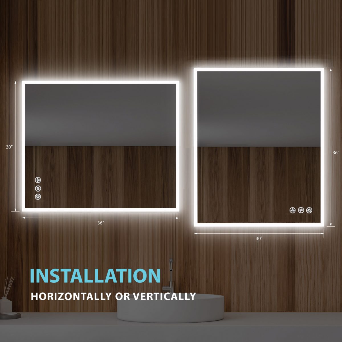 Beta 30″x36″ LED Mirror with Frosted Sides