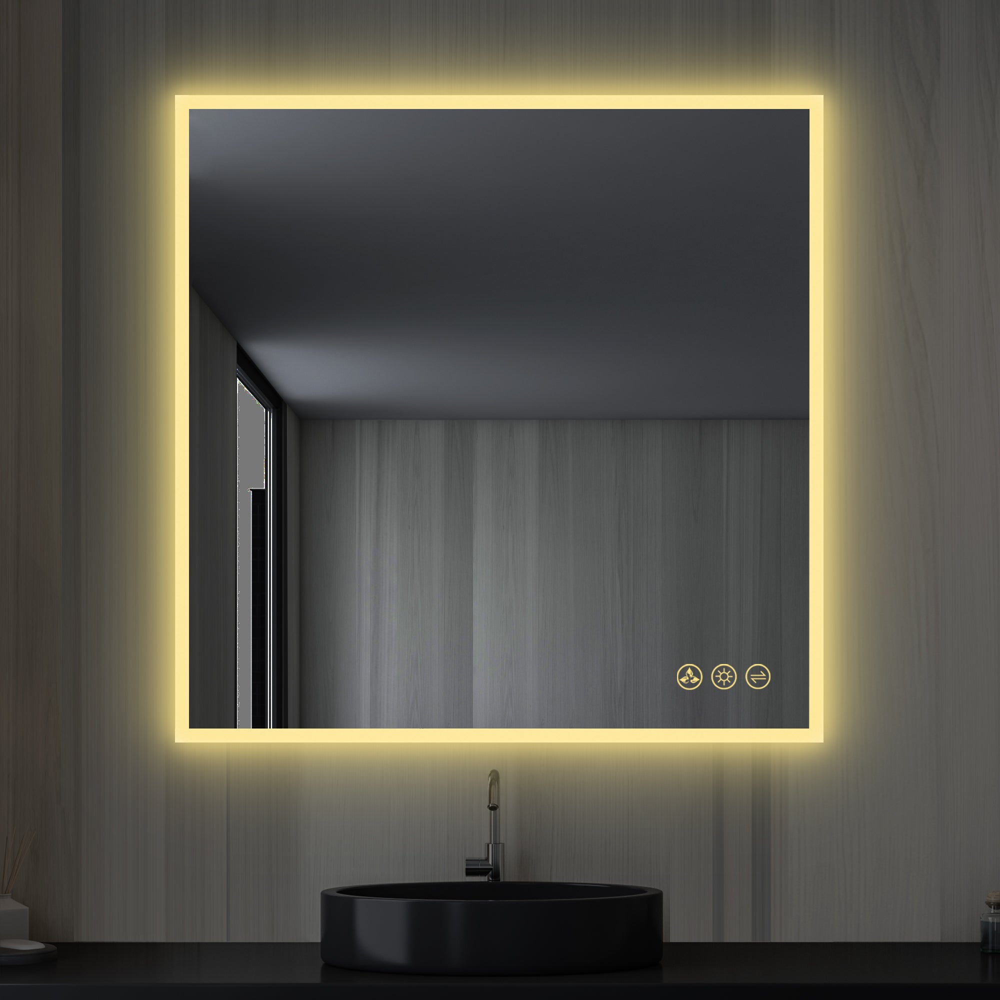 Beta 36″x36″ LED Mirror with Frosted Sides