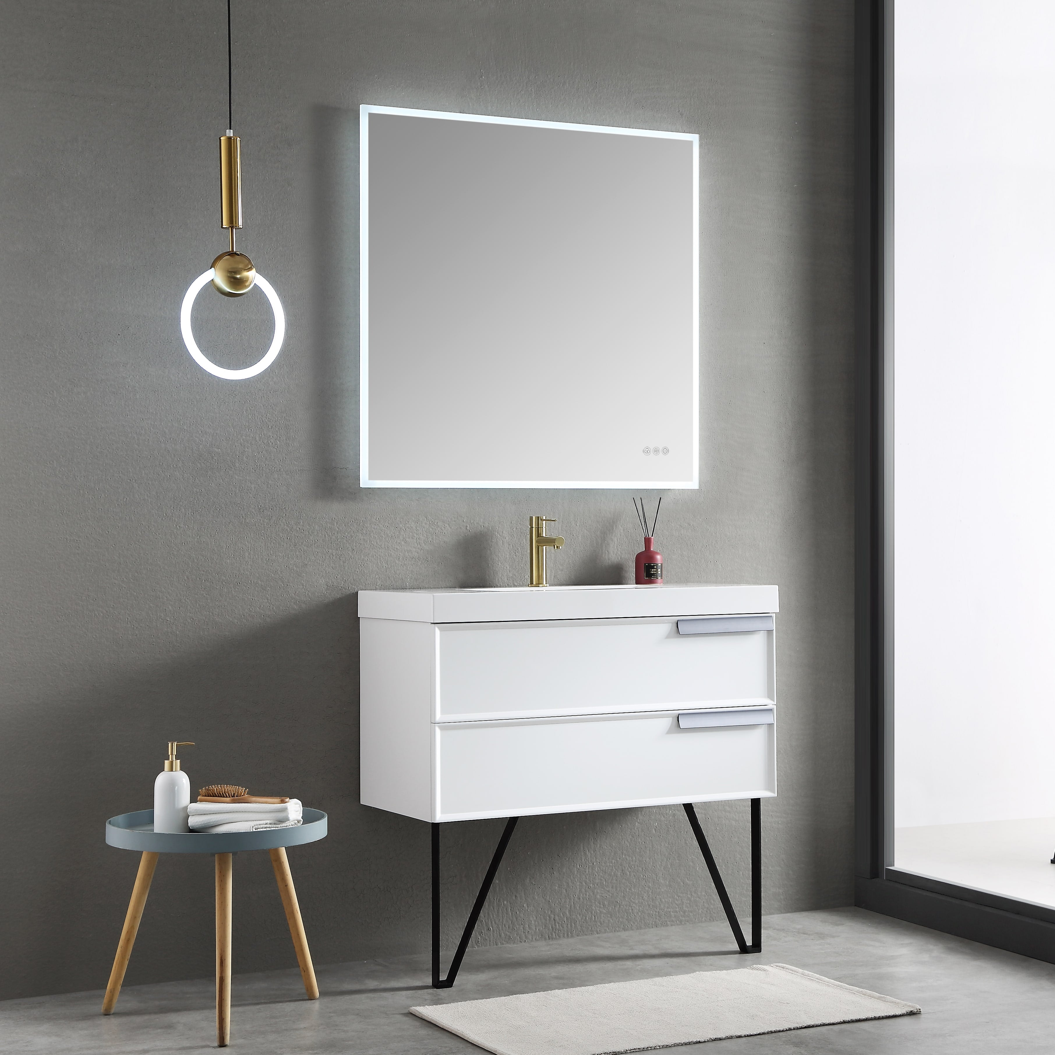 Beta 36″x36″ LED Mirror with Frosted Sides