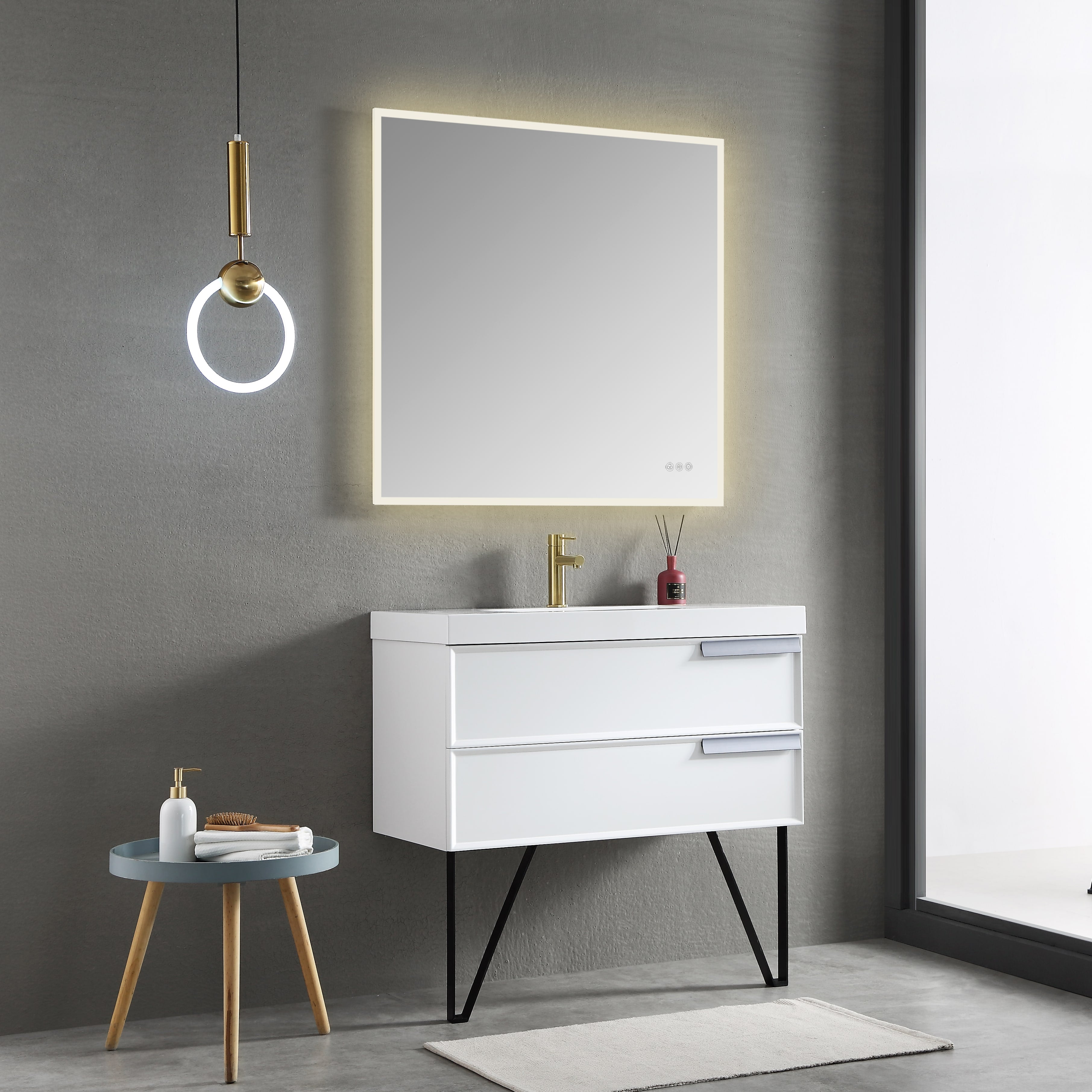 Beta 36″x36″ LED Mirror with Frosted Sides