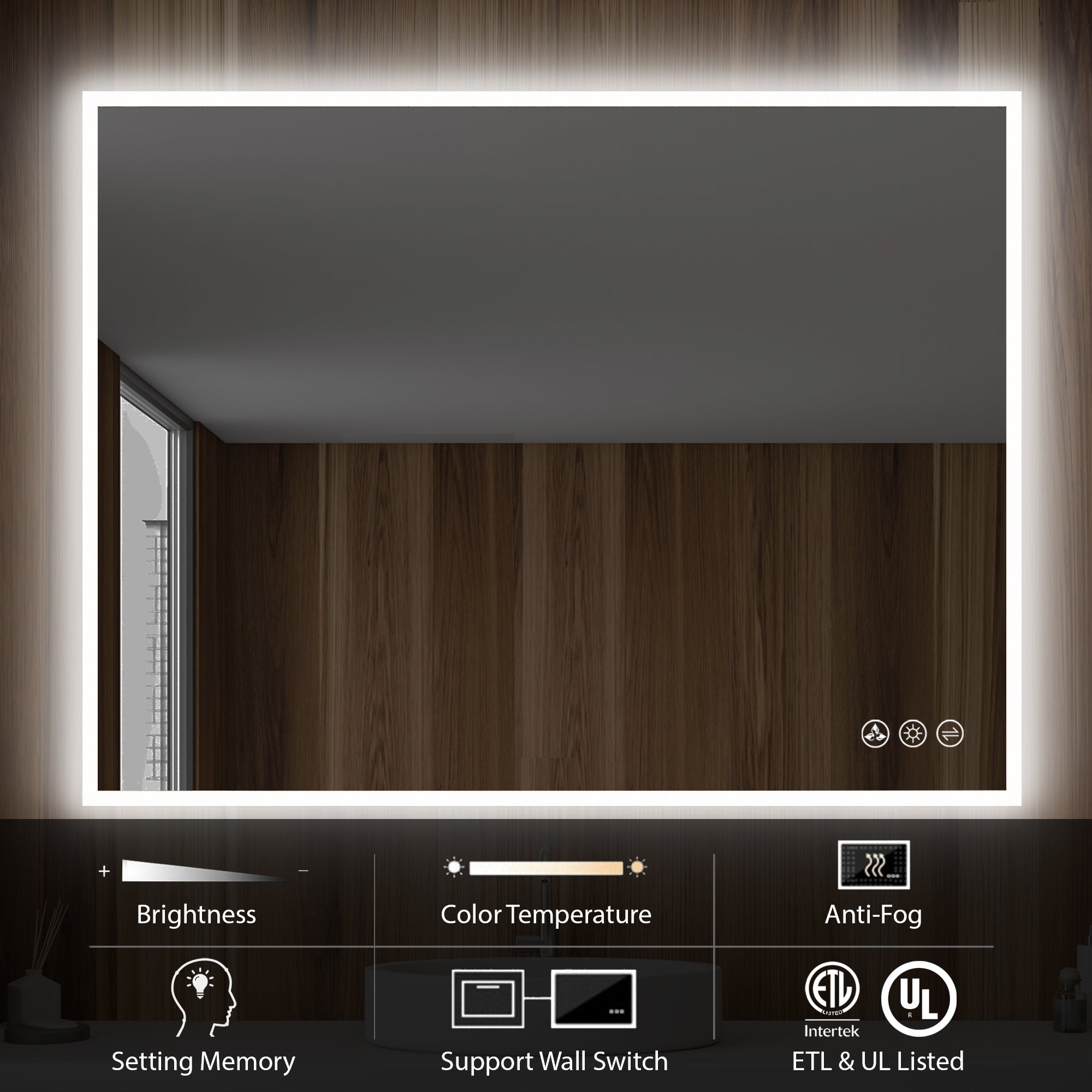 Beta 48″x30″ LED Mirror with Frosted Sides