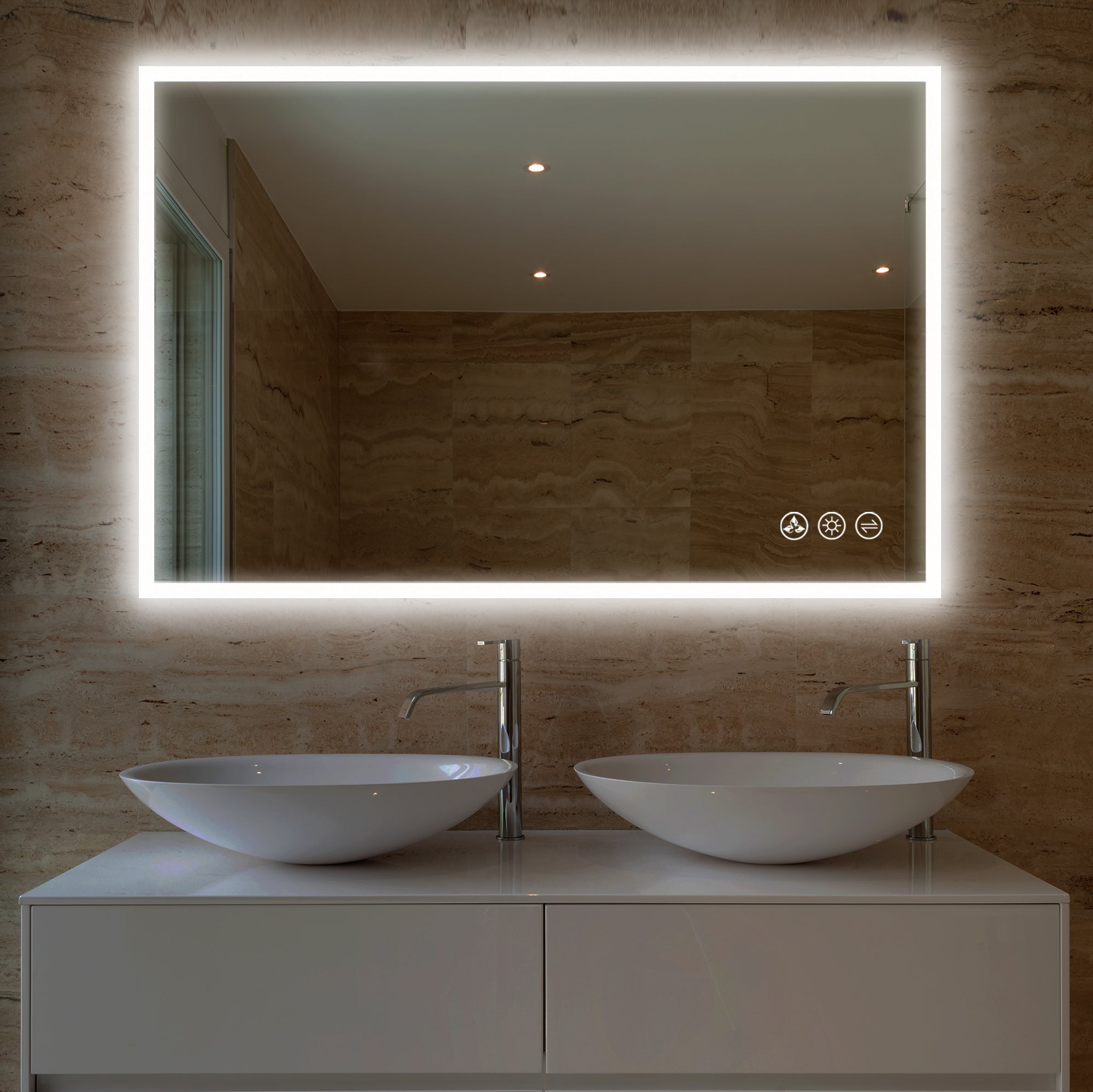 Beta 48″x30″ LED Mirror with Frosted Sides