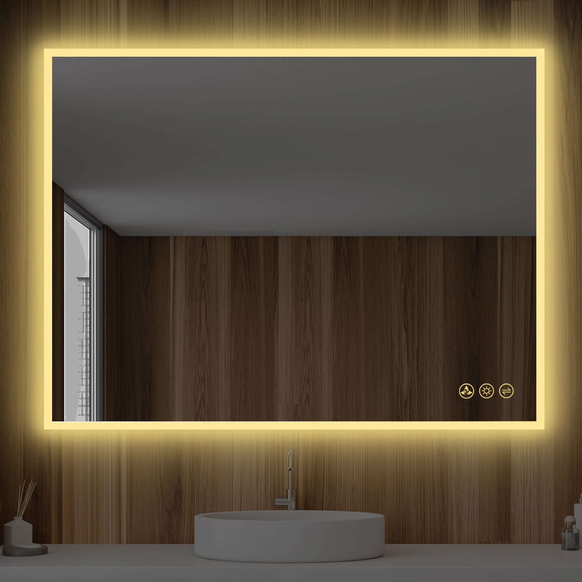 Beta 48″x30″ LED Mirror with Frosted Sides