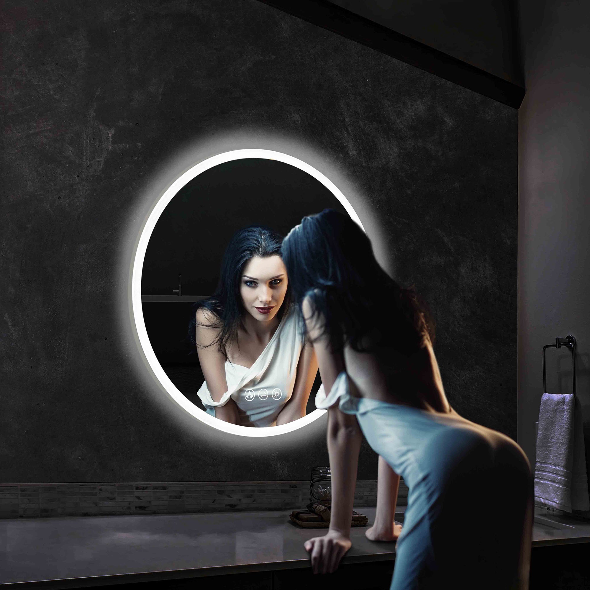 Orion 24″ Round LED Mirror with Frosted Side