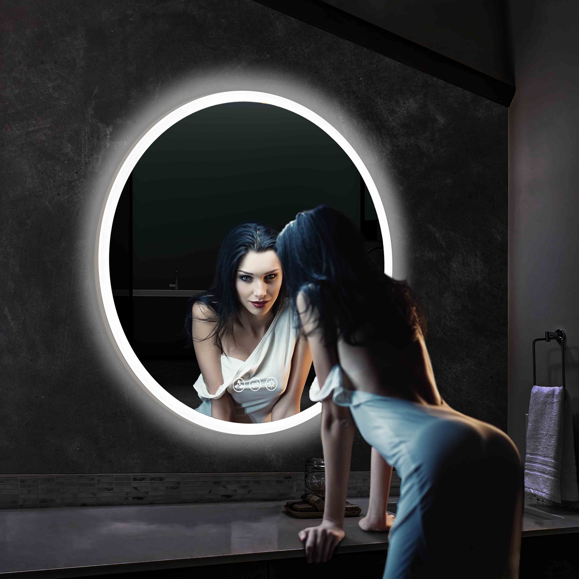 Orion 32″ Round LED Mirror with Frosted Side