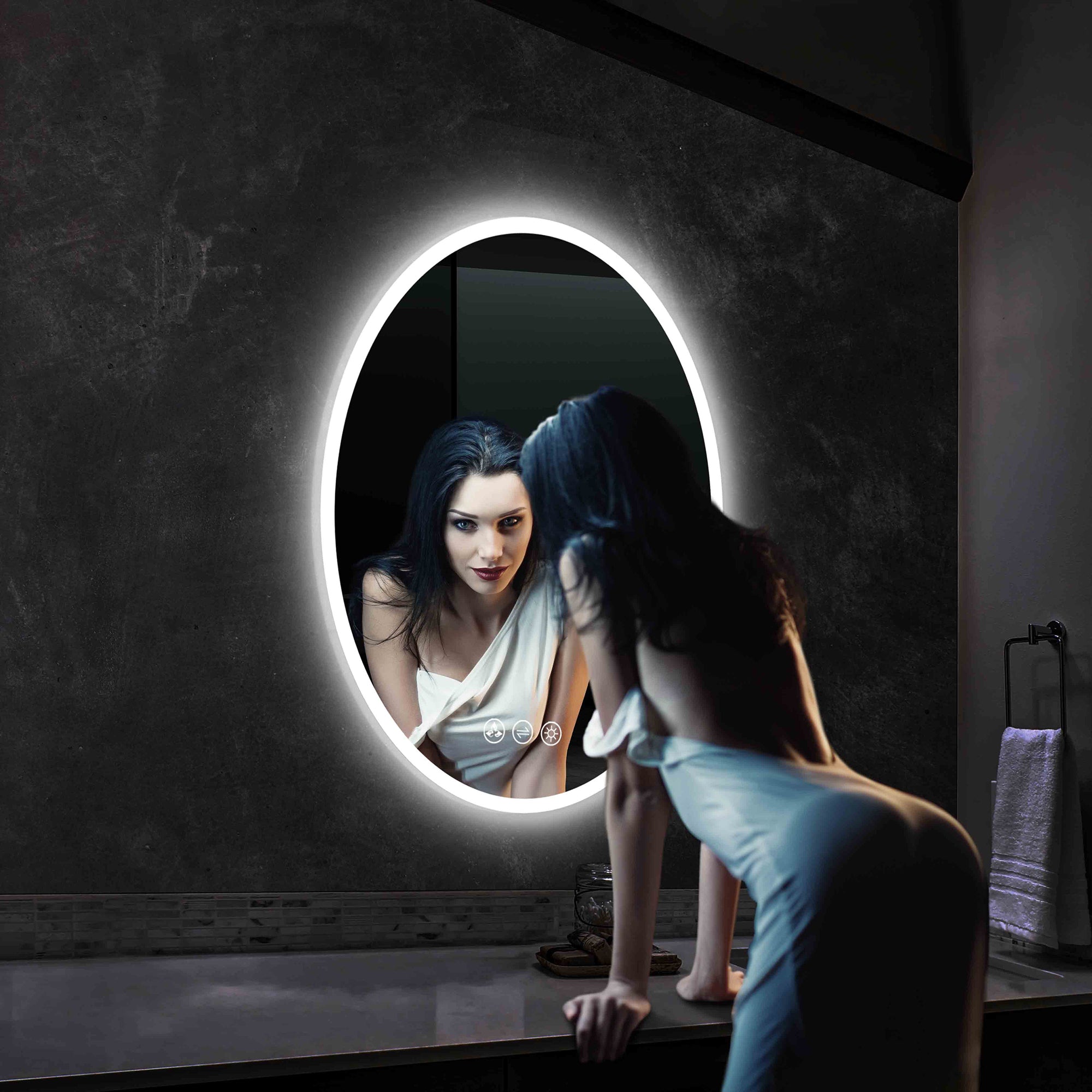 Oval 24 Inch Oval LED Mirror