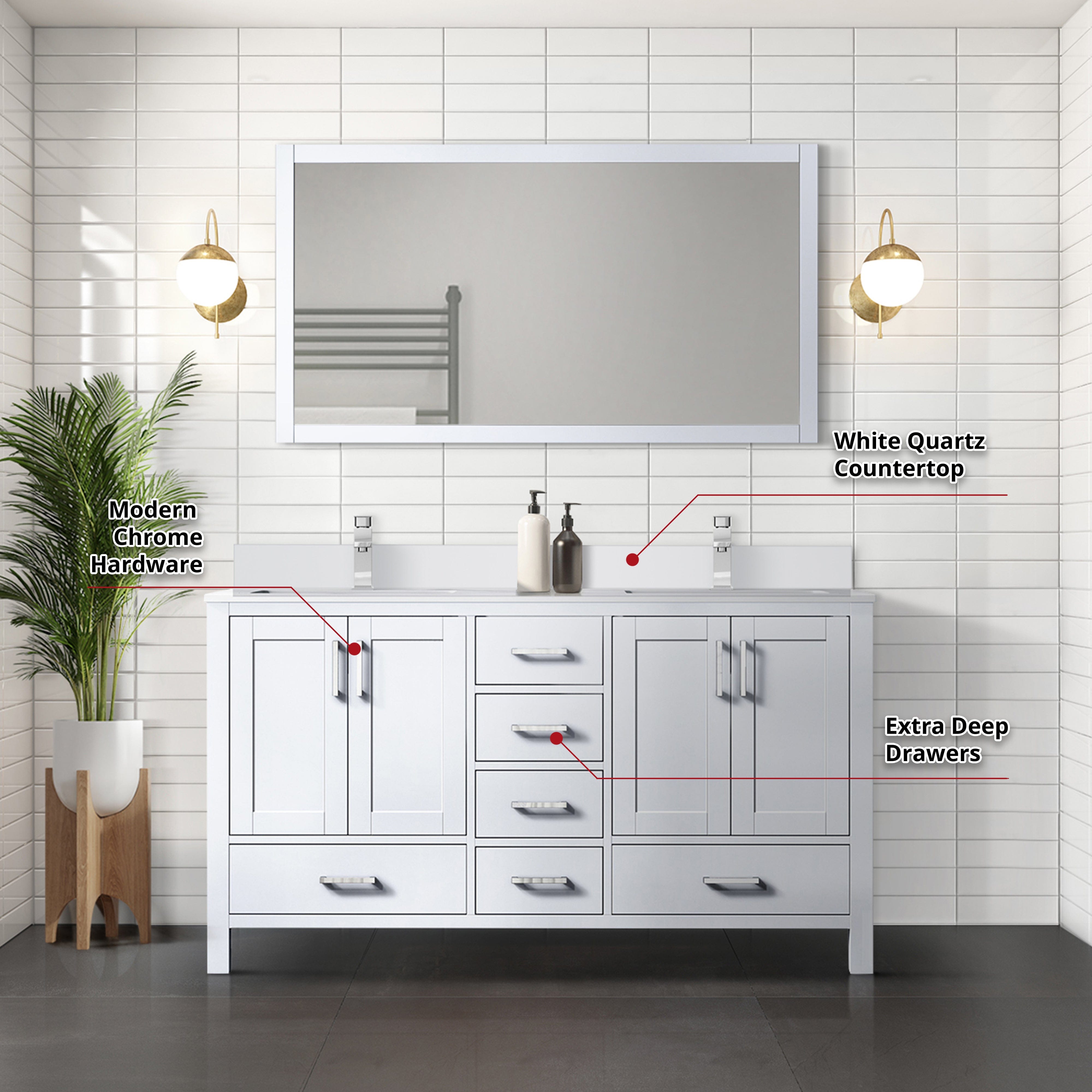 Jacques 60" x 22" Double Bath Vanity Bathroom Vanity - Shop at Home Craft Studio - 16