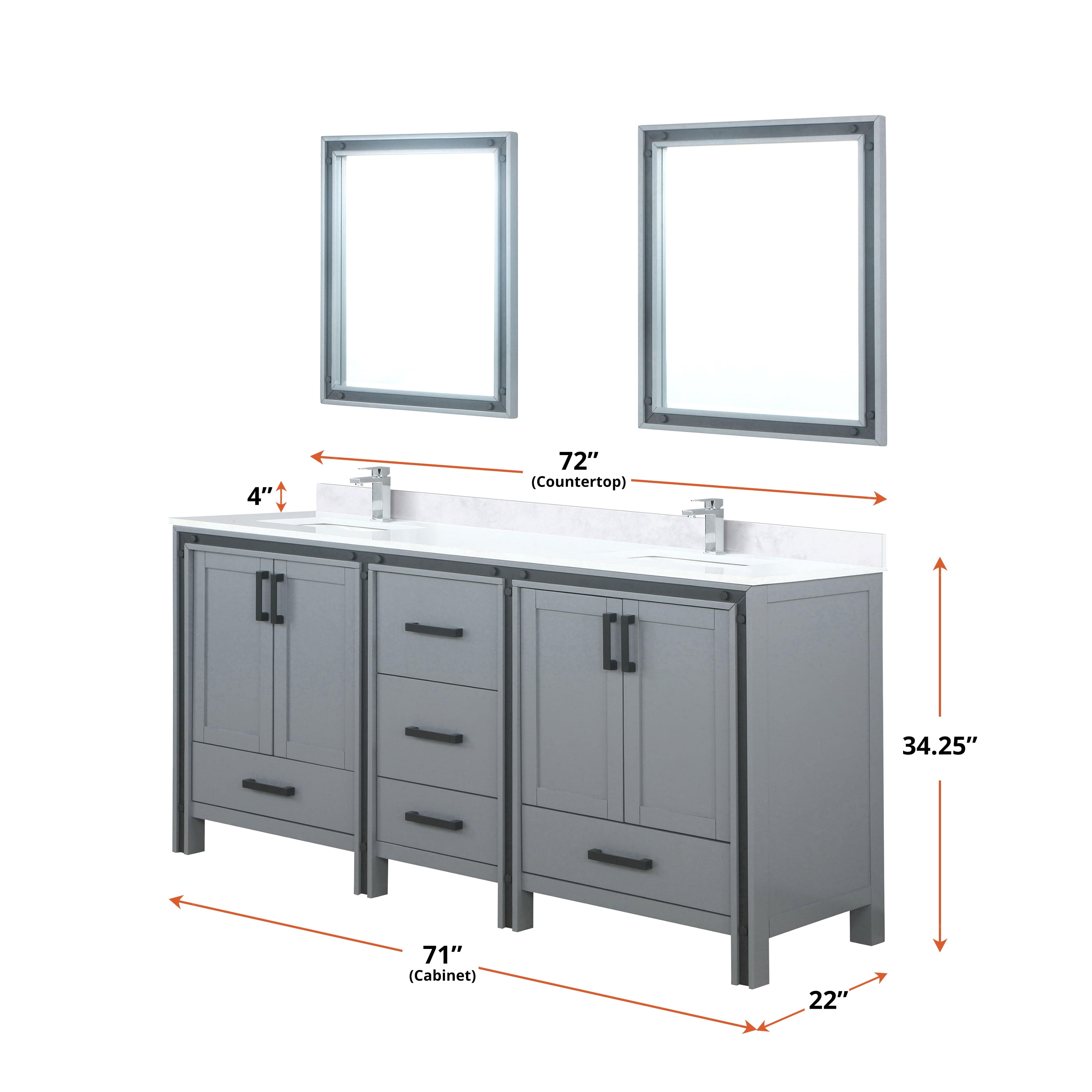 Ziva 72" x 22" Double Bath Vanity Bathroom Vanity - Shop at Home Craft Studio - 17