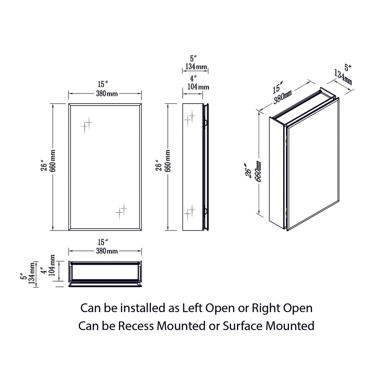 Aluminum Medicine Cabinet with Mirror – MC8 1526