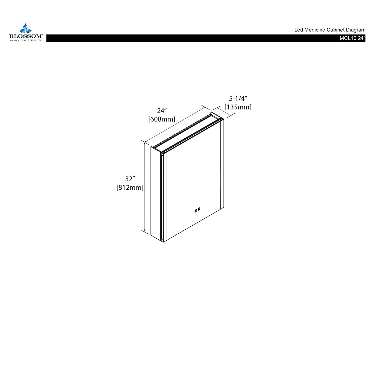 Pollux- 24 Inch LED Medicine Cabinet