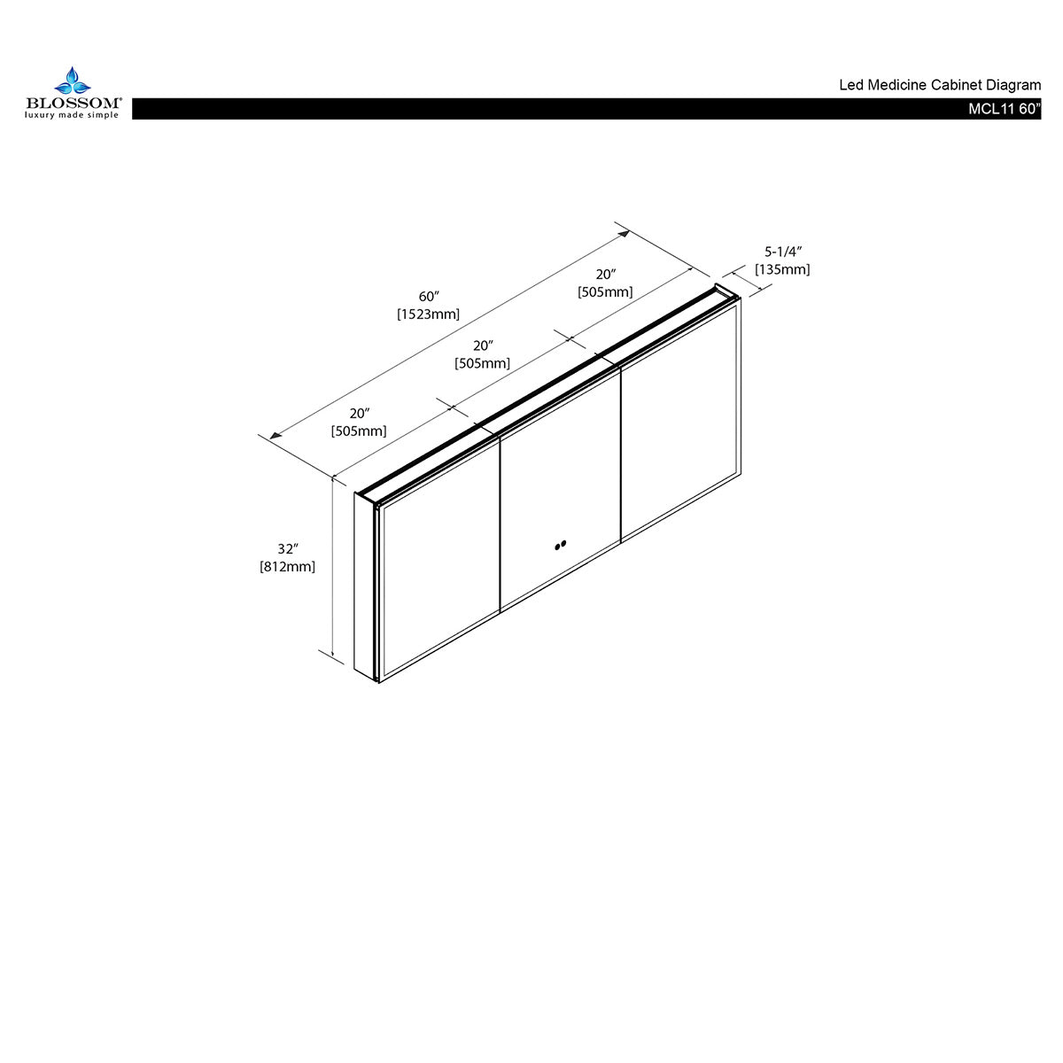 Capella – 60 Inch LED Medicine Cabinet