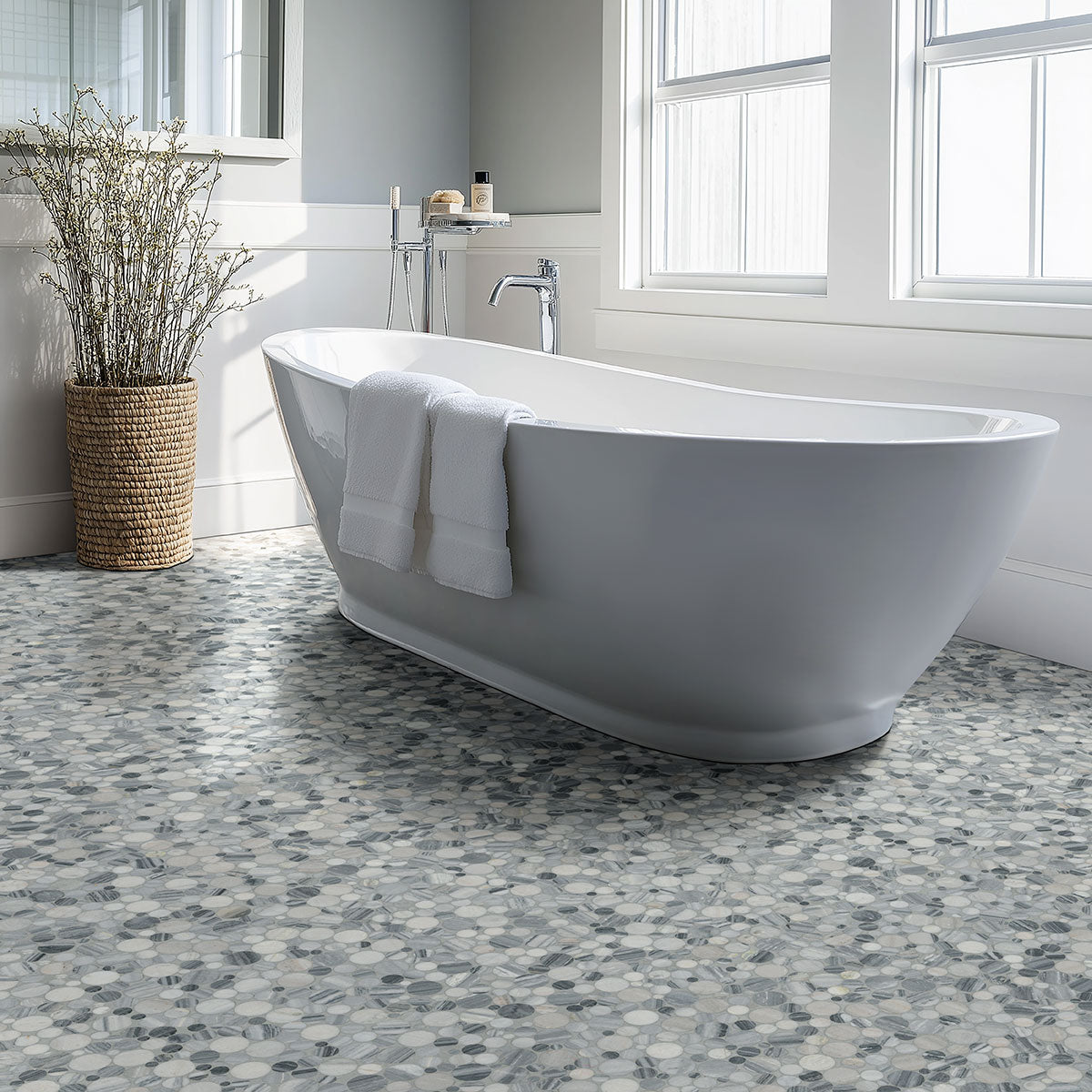 ALASKA GRAY PEBBLES MESH BACKED Mosaic, Floor or Wall Tile - Shop at Home Craft Studio - 8