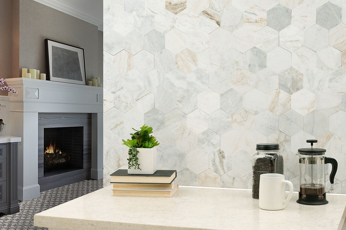 ARABESCATO VENATO 4" HEX PEEL AND STICK Wall Tile, Mosaic - Shop at Home Craft Studio - 6