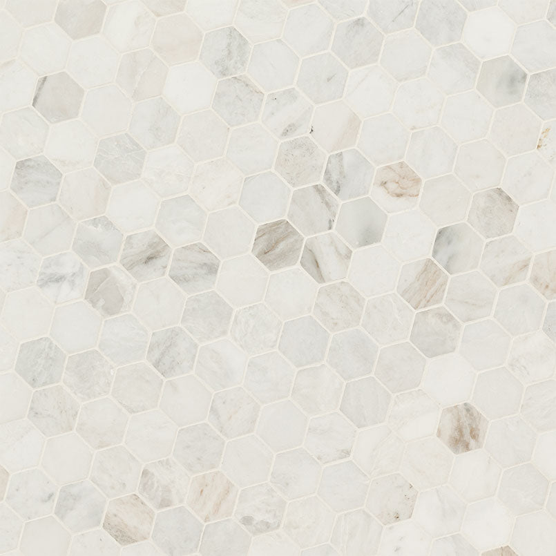 ARABESCATO VENATO WHITE 2" HEXAGON HONED Mosaic, Floor or Wall Tile - Shop at Home Craft Studio - 2