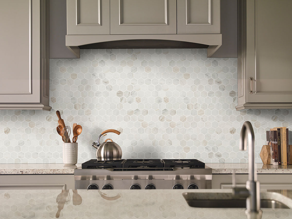 ARABESCATO VENATO WHITE 2" HEXAGON HONED Mosaic, Floor or Wall Tile - Shop at Home Craft Studio - 7