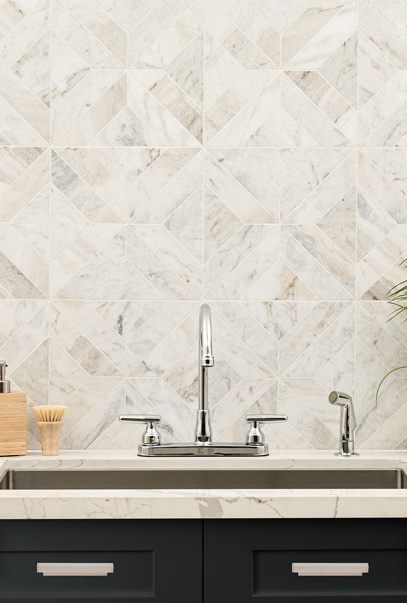 ARABESCATO VENATO WHITE ARGYLE PATTERN Floor or Wall Tile, Mosaic - Shop at Home Craft Studio - 11