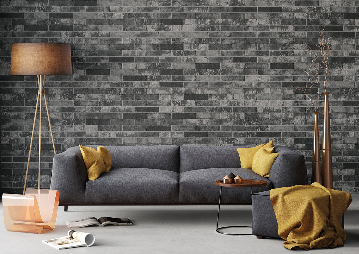 BRICKSTONE CHARCOAL BRICK 2X10 Floor or Wall Tile - Shop at Home Craft Studio - 10