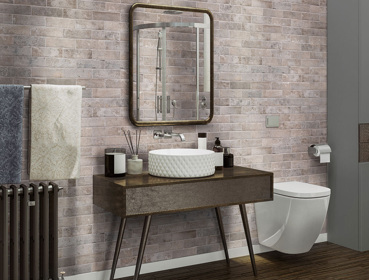 BRICKSTONE TAUPE BRICK 2X10 Floor or Wall Tile - Shop at Home Craft Studio - 12