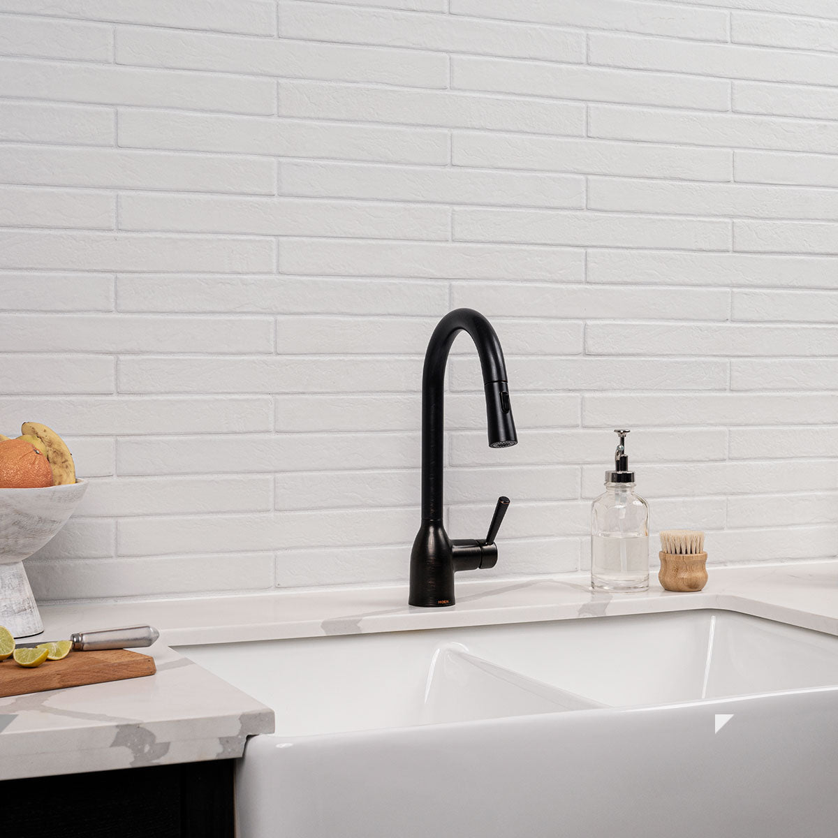 BRICKSTONE WHITE 2X18 MATTE Floor or Wall Tile - Shop at Home Craft Studio - 12