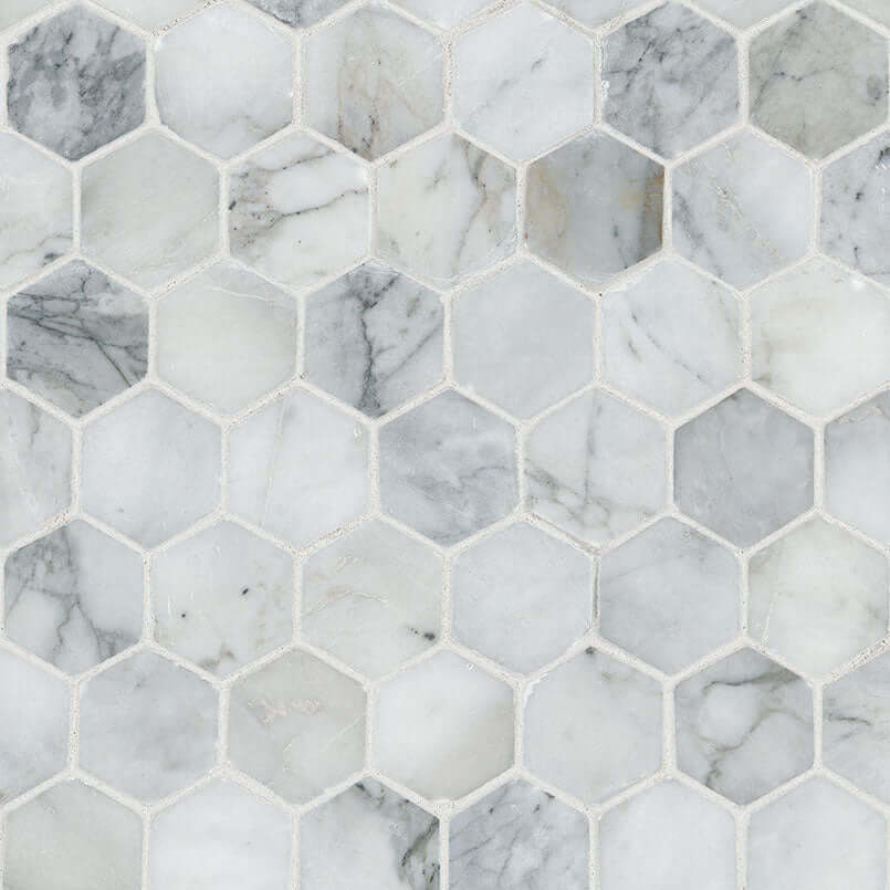 CALACATTA CRESSA HEX MOSAIC Mosaic, Floor or Wall Tile - Shop at Home Craft Studio - 1