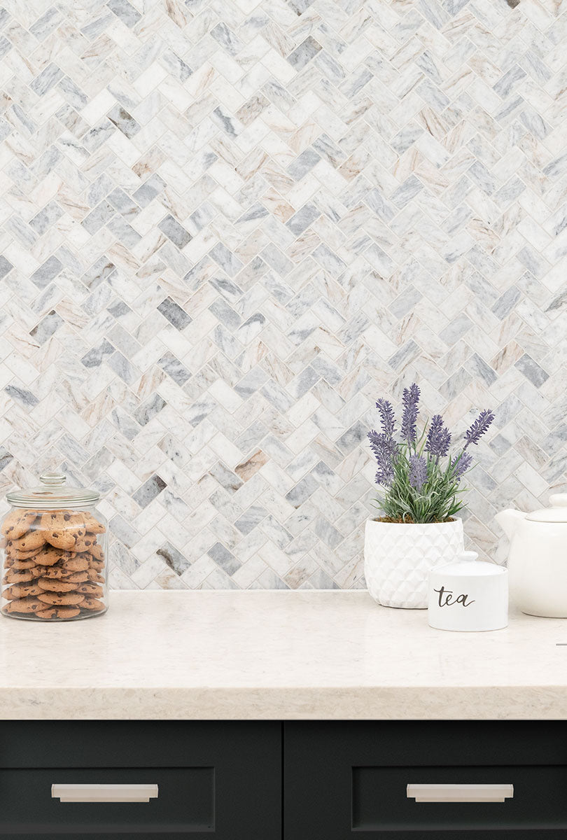 CAPRI BLUE 1X2 HERRINGBONE HONED Floor or Wall Tile, Mosaic - Shop at Home Craft Studio - 5