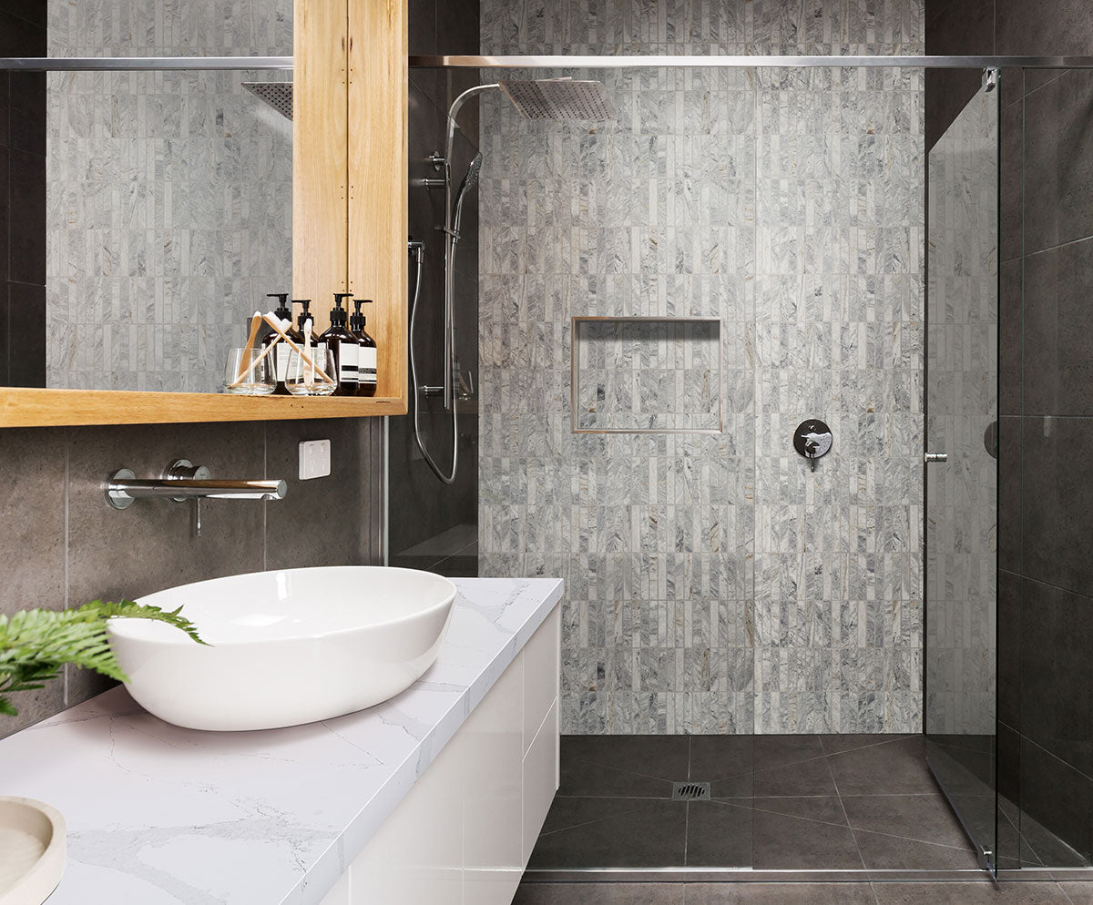 CAPRI BLUE 1X6 STACK PATTERN HONED Mosaic, Floor or Wall Tile - Shop at Home Craft Studio - 9