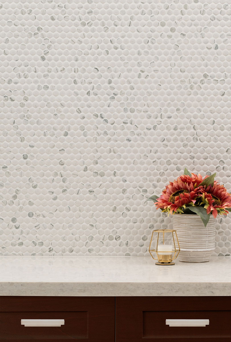 CARRARA PENNY ROUND MATTE Mosaic - Shop at Home Craft Studio - 6