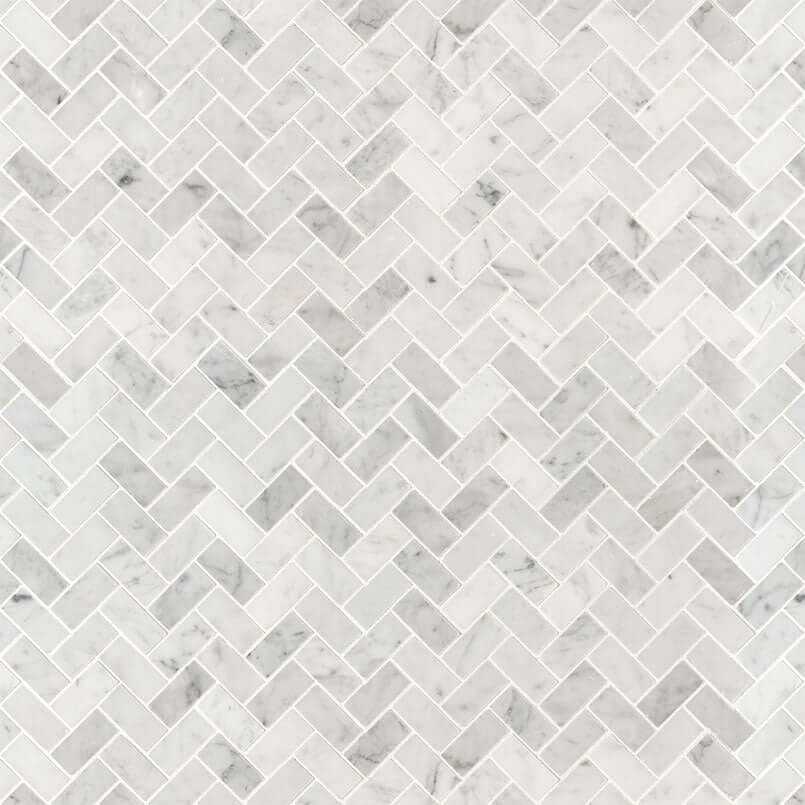 CARRARA WHITE 1X2 HERRINGBONE HONED Floor or Wall Tile, Mosaic - Shop at Home Craft Studio - 2
