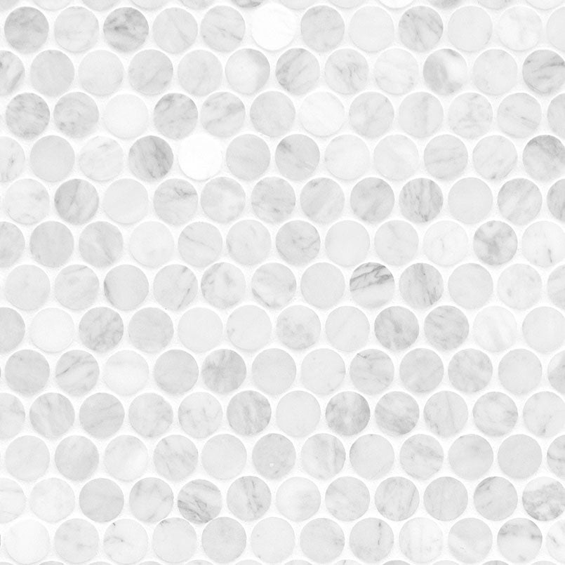 CARRARA WHITE ROUND PATTERN HONED Mosaic, Floor or Wall Tile - Shop at Home Craft Studio - 1