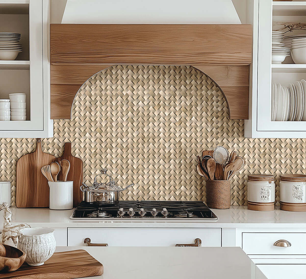 CREMA HERRINGBONE ARCHED MOSAIC Mosaic, Floor or Wall Tile - Shop at Home Craft Studio - 10