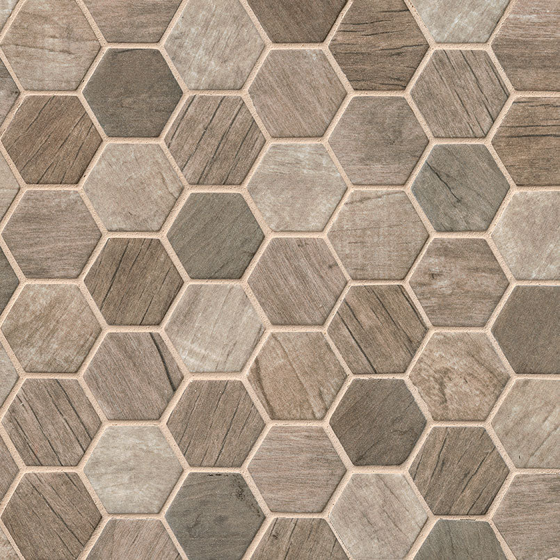 DRIFTWOOD HEXAGON Mosaic, Floor or Wall Tile - Shop at Home Craft Studio - 1