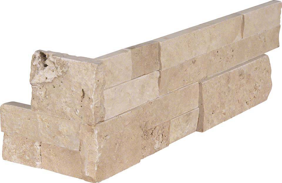 DURANGO CREAM SPLITFACE LEDGER CORNER Stacked Stone Panels - Shop at Home Craft Studio - 1