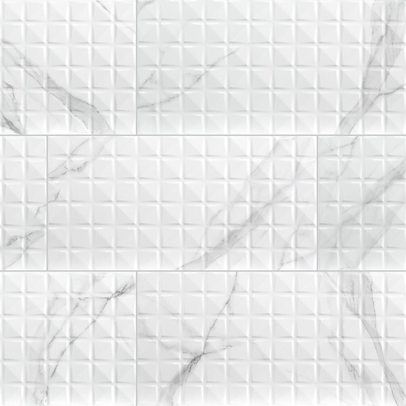 DYMO STATUARY CHEX WHITE 12X24 GLOSSY Ceramic Tile - Shop at Home Craft Studio - 1