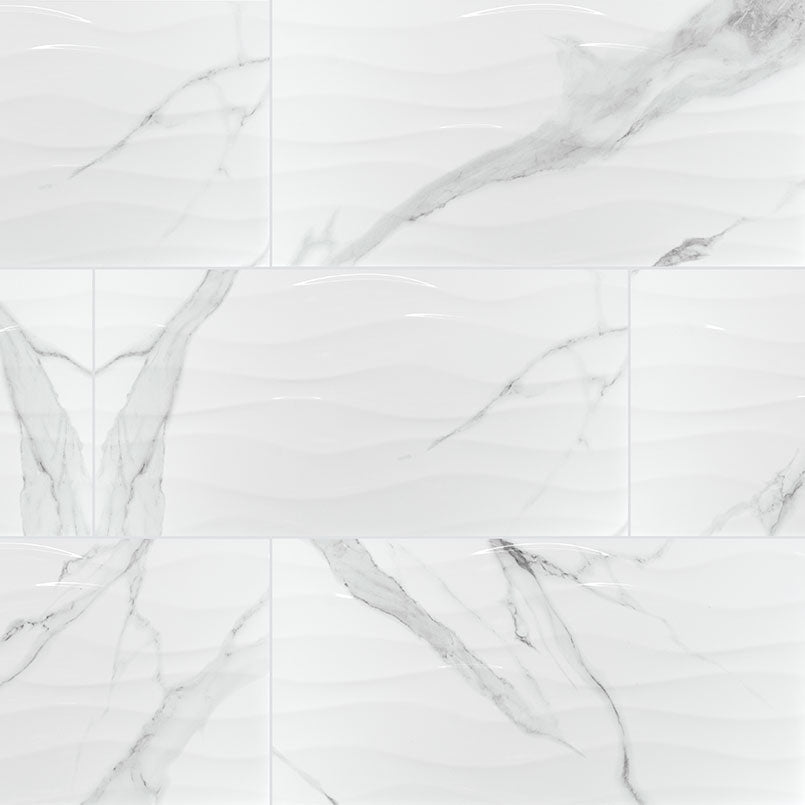 DYMO STATUARY WAVY WHITE 12X24 GLOSSY Tile - Shop at Home Craft Studio - 1