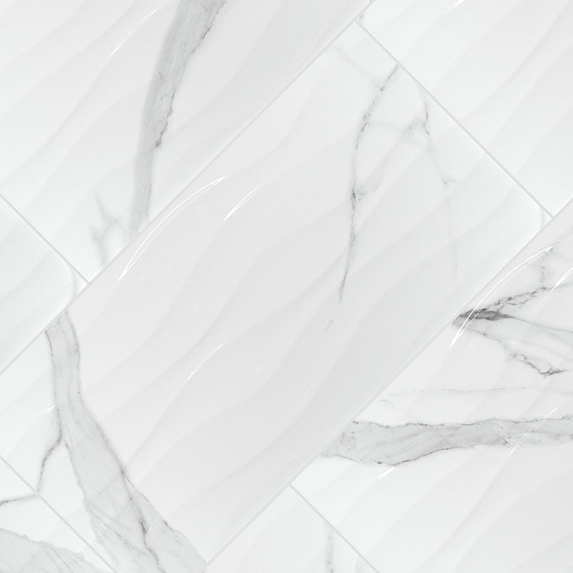 DYMO STATUARY WAVY WHITE 12X24 GLOSSY Tile - Shop at Home Craft Studio - 2