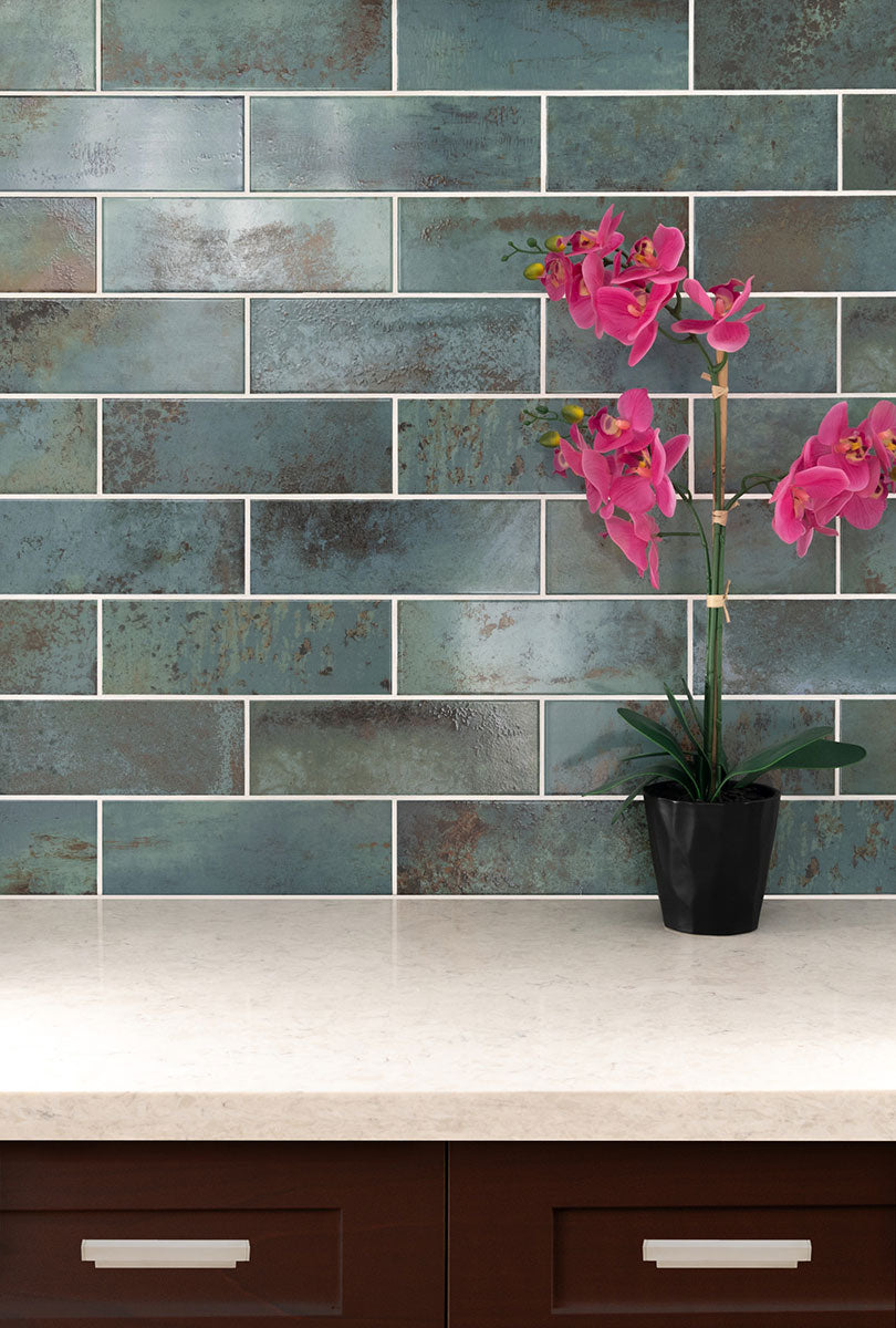 MARZA AQUA 4X12 GLOSSY Backsplash & Wall Tile - Shop at Home Craft Studio - 5