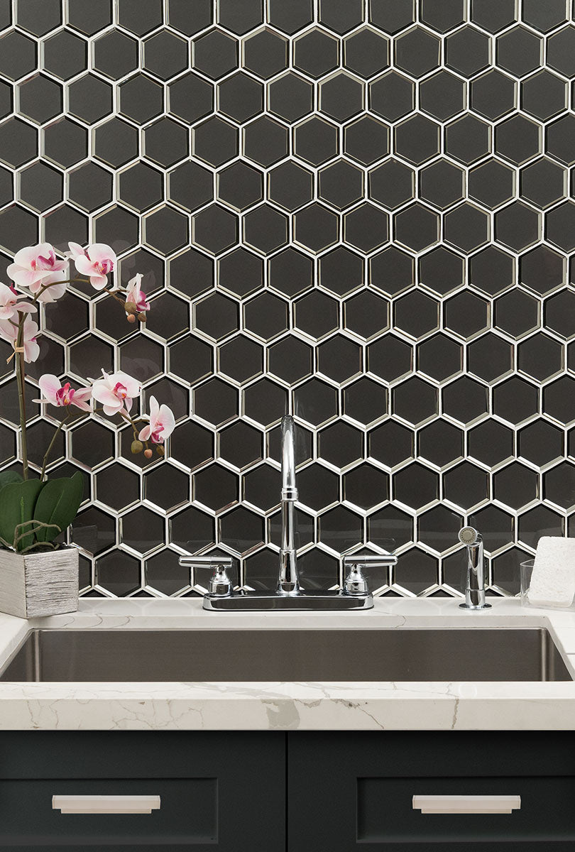 METALLIC GRAY BEVELED 3" HEXAGON Mosaic - Shop at Home Craft Studio - 7