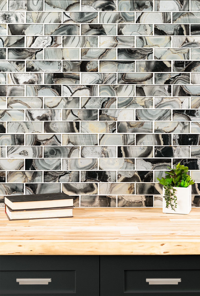 MIDNIGHT AGATE SUBWAY GLASS Glass Tile - Shop at Home Craft Studio - 6