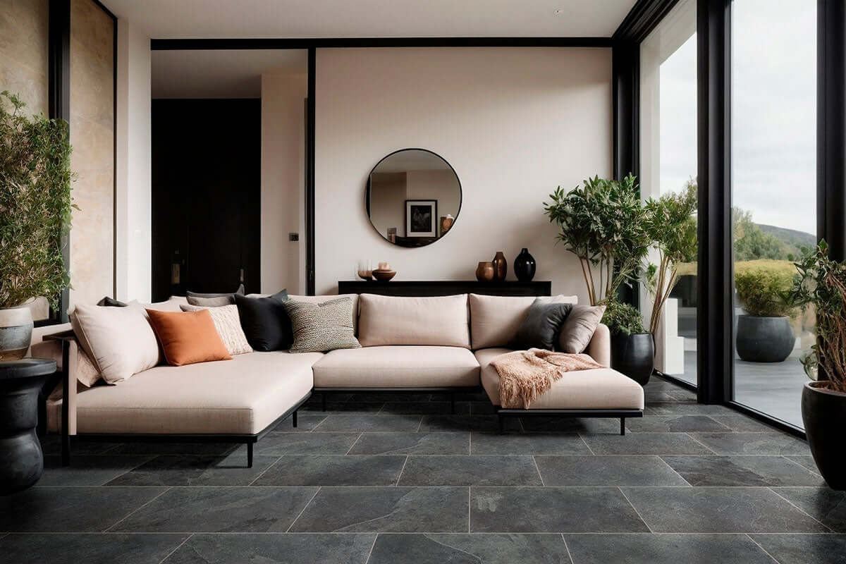 Montauk Black 12X12 Honed Slate Tile - Shop at Home Craft Studio - 9