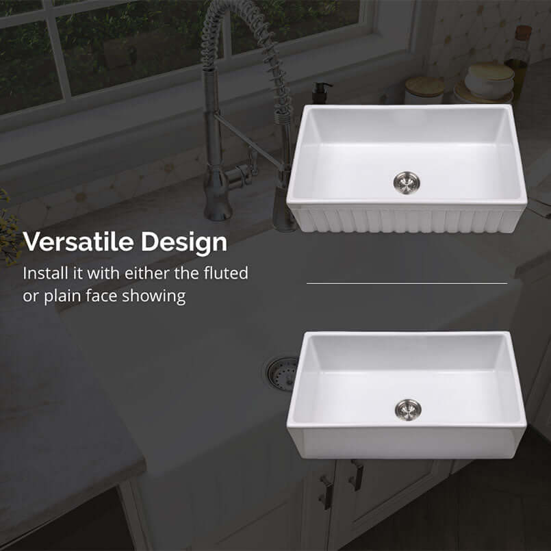 PORCELAIN FIRECLAY FARMHOUSE WITH APRON SB WHITE-3318 Sink - Shop at Home Craft Studio - 4