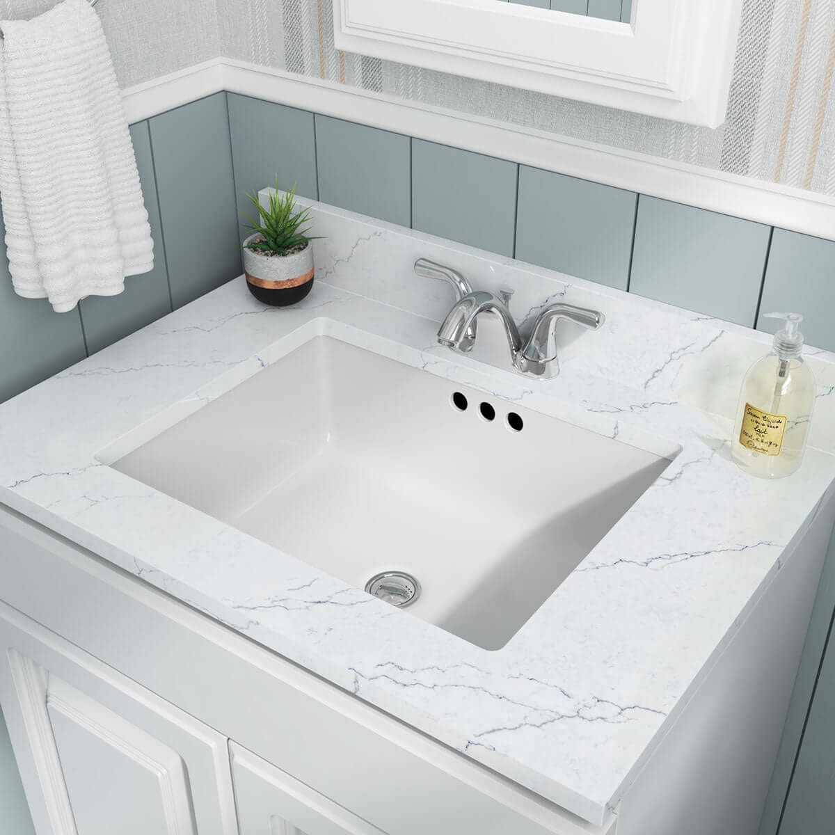 PORCELAIN VANITY RECTANGLE WHITE-2015 FLAT Sink - Shop at Home Craft Studio - 3