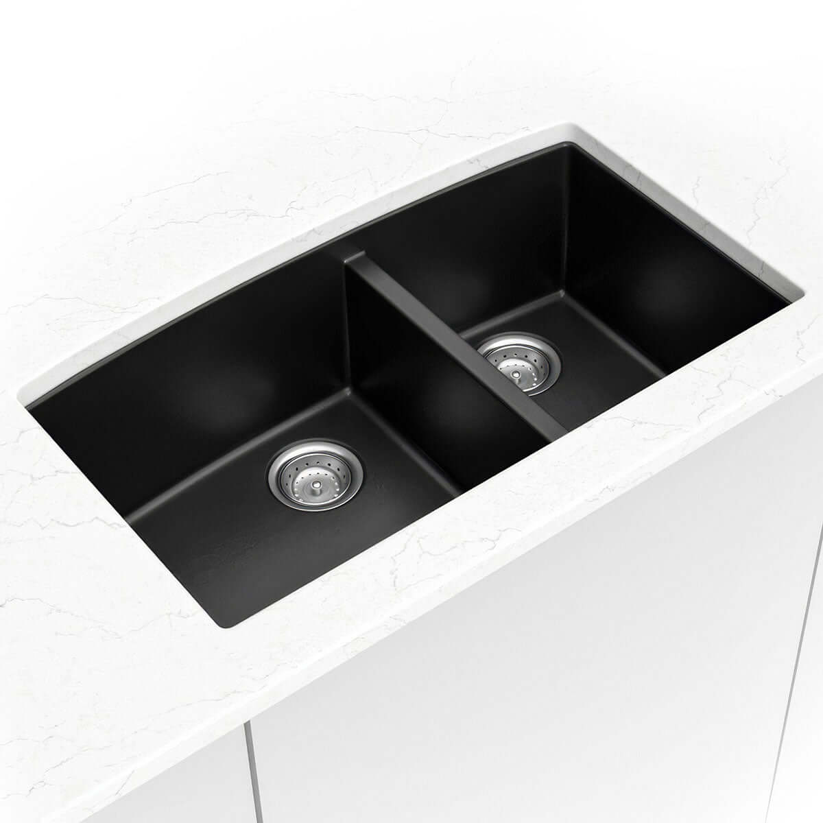 QUARTZ BLACK DOUBLE BOWL 60/40-3219 Kitchen Sinks - Shop at Home Craft Studio - 1