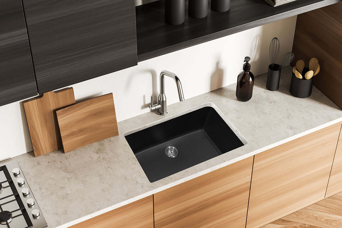 QUARTZ BLACK SINGLE BOWL 3219 Kitchen Sinks - Shop at Home Craft Studio - 3