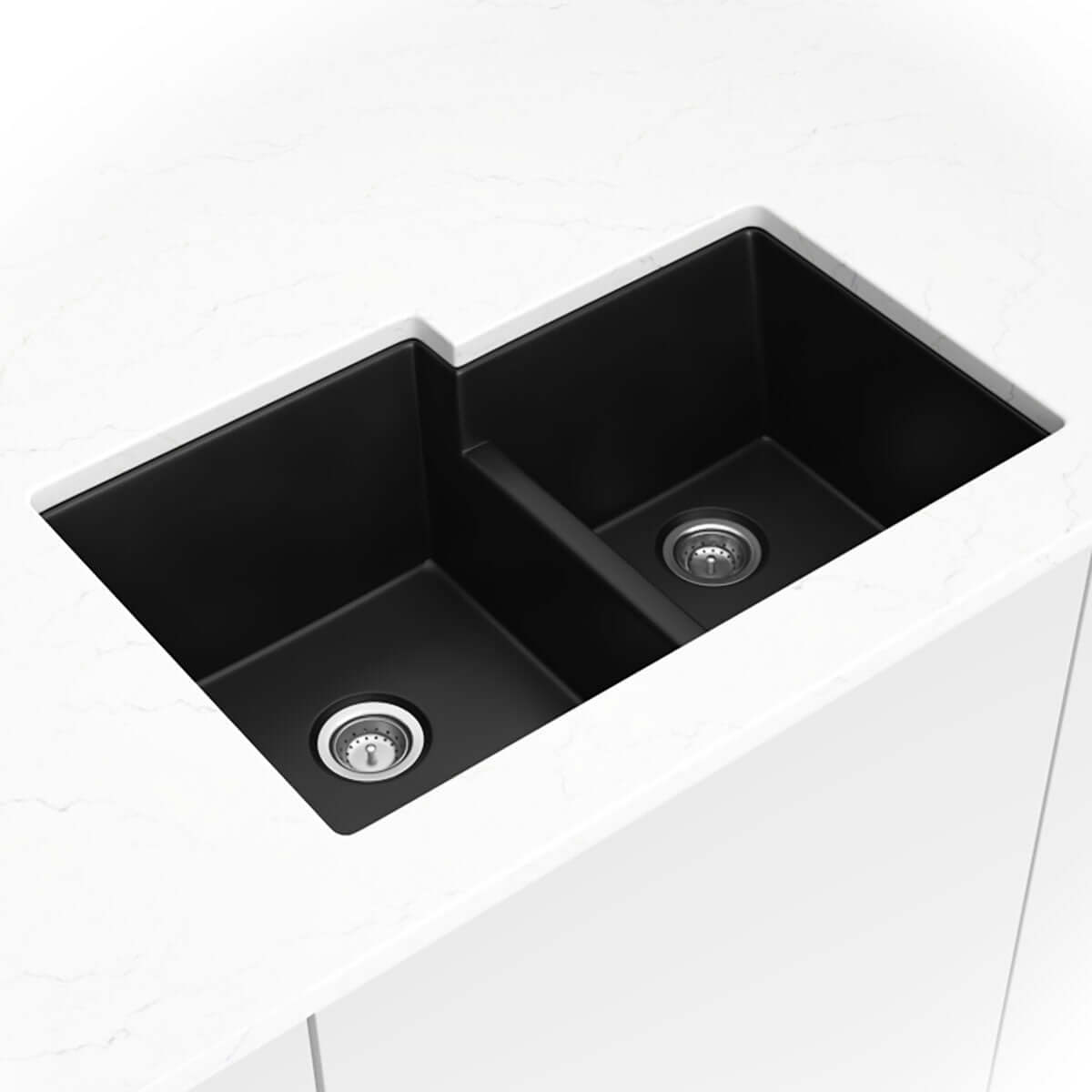 QUARTZ BLACK STRAIGHT DBL BWL60/40-3221 Kitchen Sinks - Shop at Home Craft Studio - 1