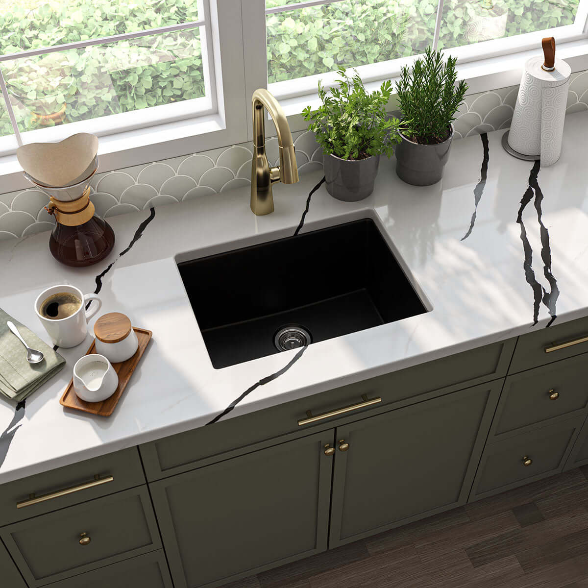 QUARTZ BLACK STRAIGHT SINGLE BOWL 2418 Kitchen Sinks - Shop at Home Craft Studio - 2