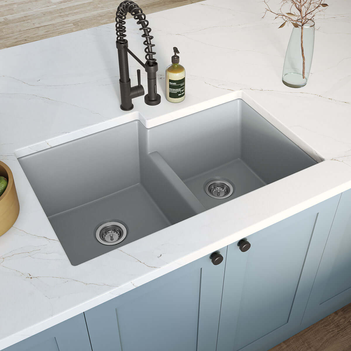QUARTZ GRAY STRAIGHT DBL BWL60/40-3221 Kitchen Sinks - Shop at Home Craft Studio - 3