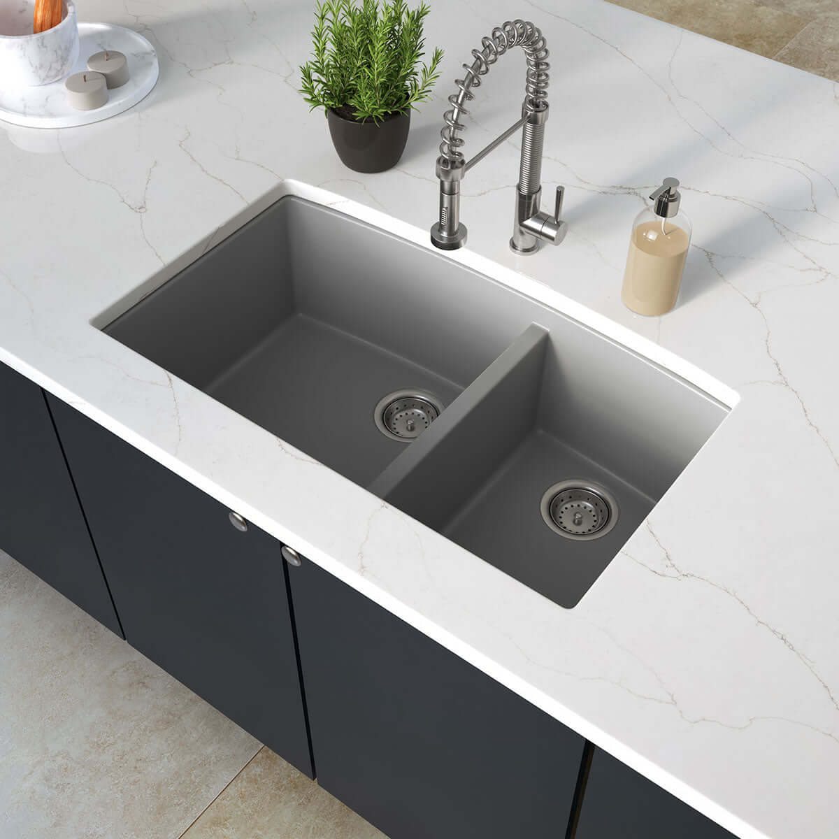QUARTZ GREY DOUBLE BOWL 60/40-3219 Kitchen Sinks - Shop at Home Craft Studio - 3